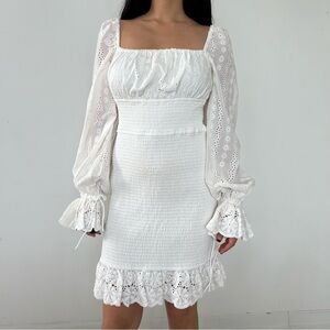 BNWT Finders Keepers White Shirred Bodycon Mini Dress - Medium